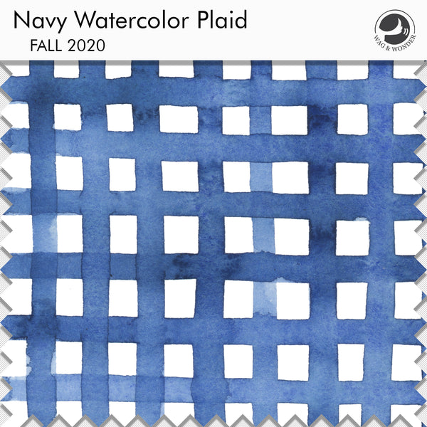 Navy Watercolor Plaid Fabric Sample from Fall 2020