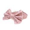 Triple windowpane dog collar with bow tie in millennial blush pink