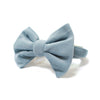 River blue velvet dog collar with bow tie
