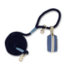 dark blue rope dog leash + blue star print dog waste bag holder