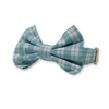 aqua and blue plaid dog collar and bow tie