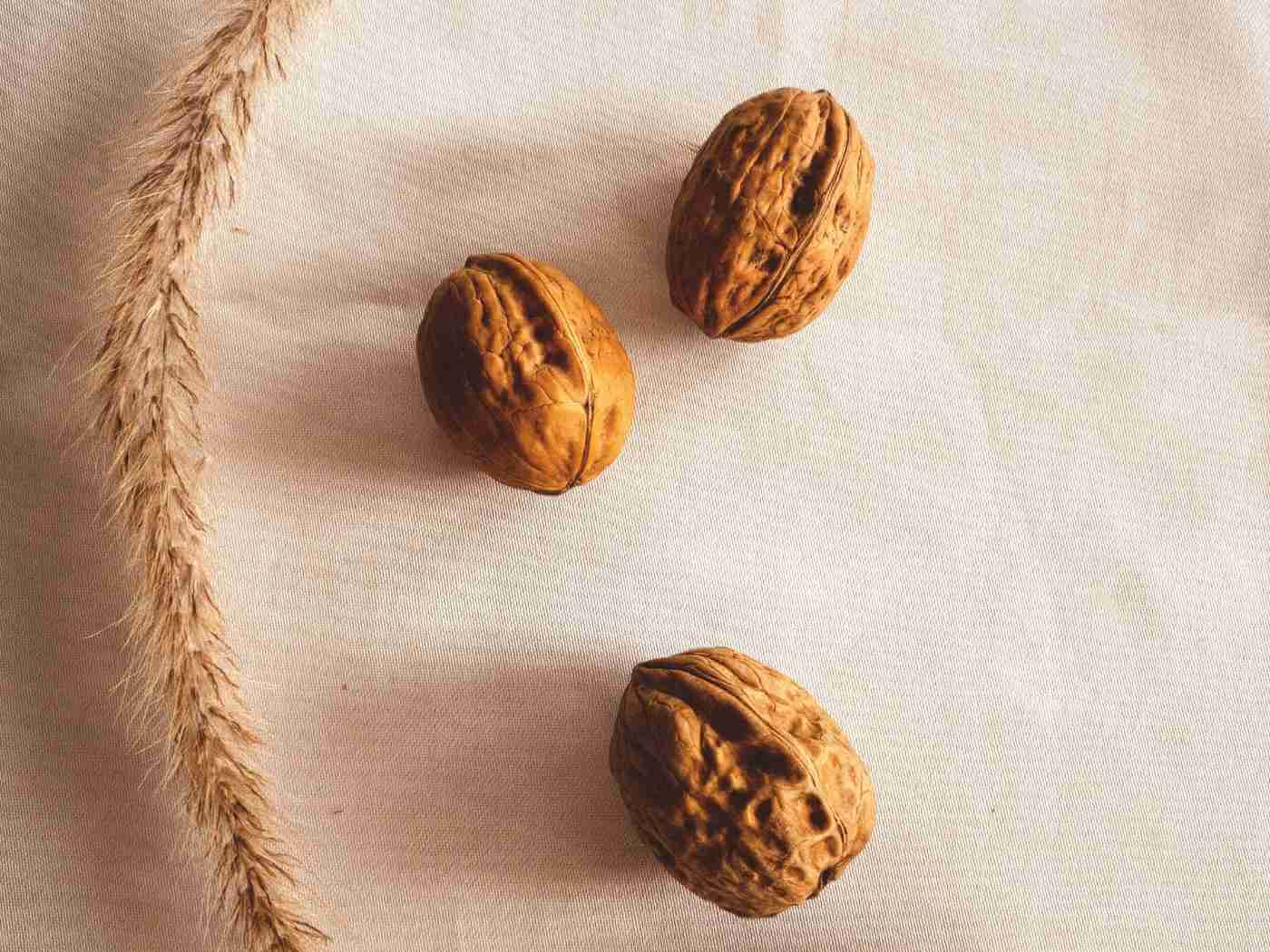 Walnuts on linen fabric
