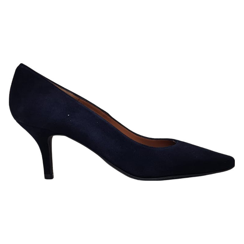 Brenda Zaro - Navy Leather Lined Court Shoes with a Suede Upper and Kitten Heel (5814479487134)