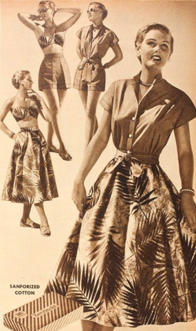 Vêtements vintage des années 50 à motifs de palmiers
