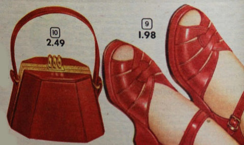 sac à main années 50 rouge hexagone