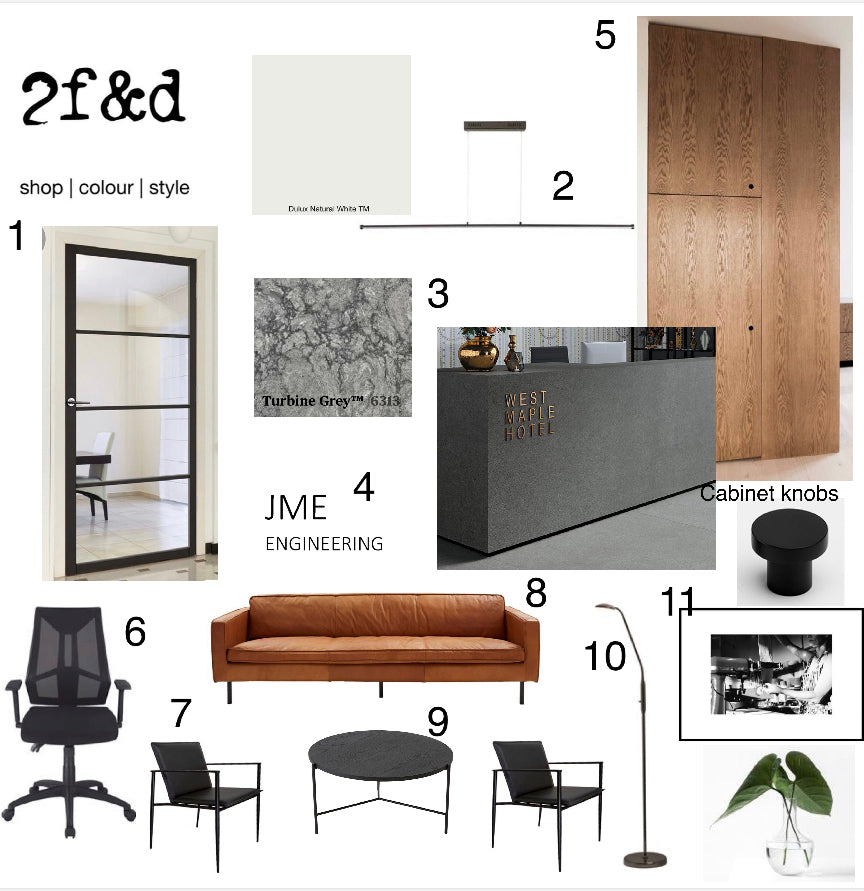 Commercial Design Concept Moodboard Industrial Design Colour Consult Interior Design Interior Decorating Warehouse Design Contemporary Design Reception Counter Kitchen Bathroom Exterior Illawarra Wollongong Shellharbour Austinmer Thirroul Gerringong Berry Bowral Jervis Bay 