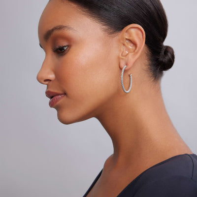 Lagos Large Glacier White Topaz Half Hoop Earrings