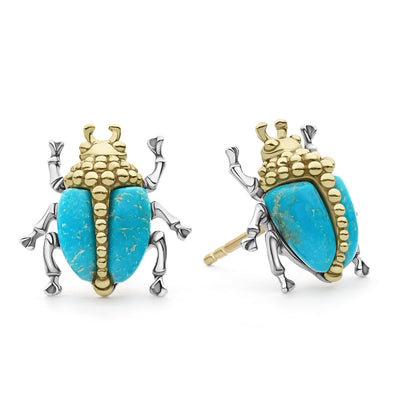 Beaded Turquoise Threader Earrings — Crystal & Gold Jewelry