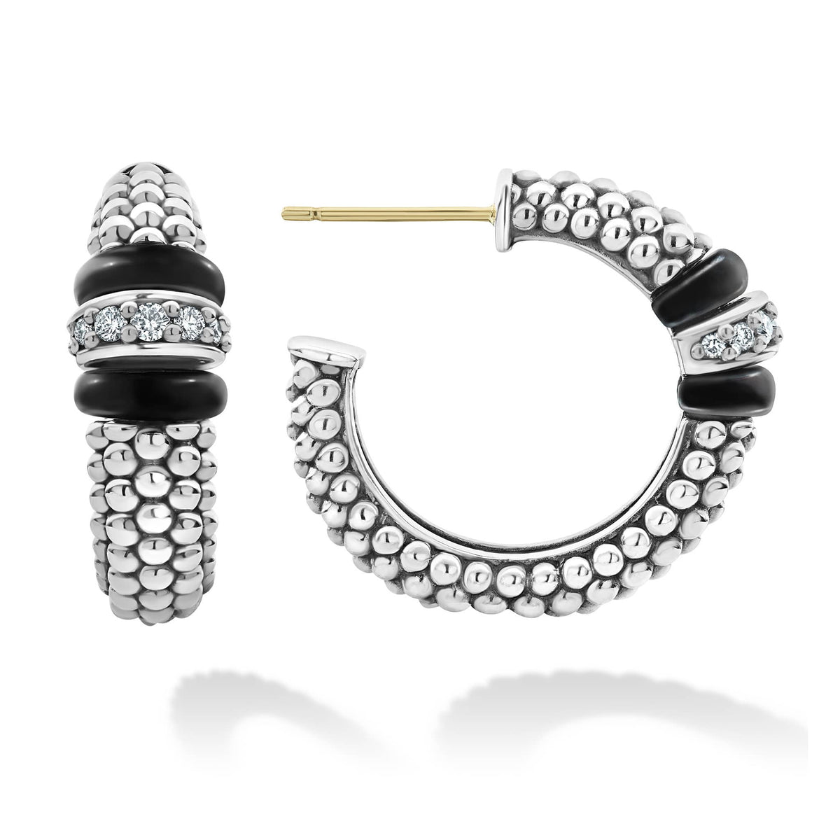 Black Caviar Diamond Hoop Earrings – LAGOS