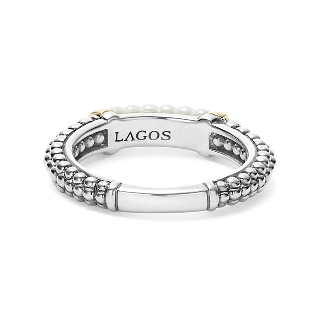 Ceramic Caviar Stacking Ring | White Caviar | LAGOS Jewelry