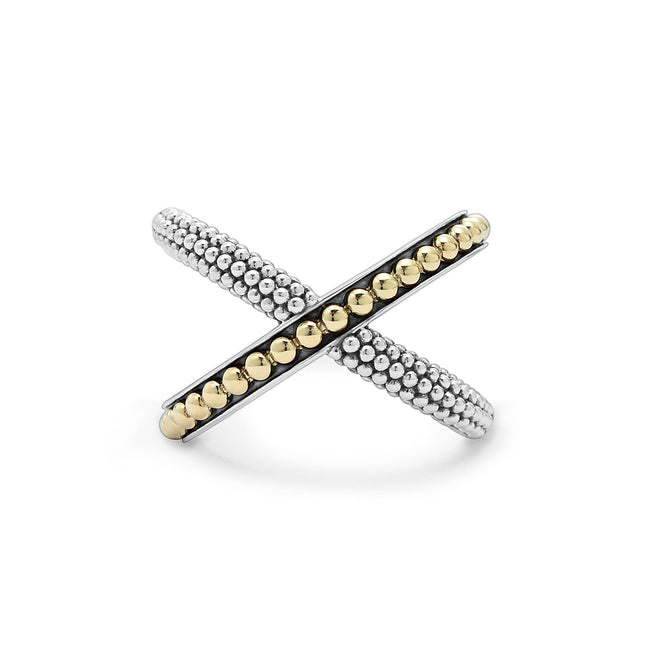 Gold Beaded X Ring | KSL | LAGOS Jewelry
