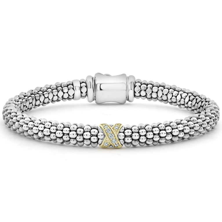 Single Station X Two Tone Diamond Bracelet Caviar Lux LAGOS Jewelry ...