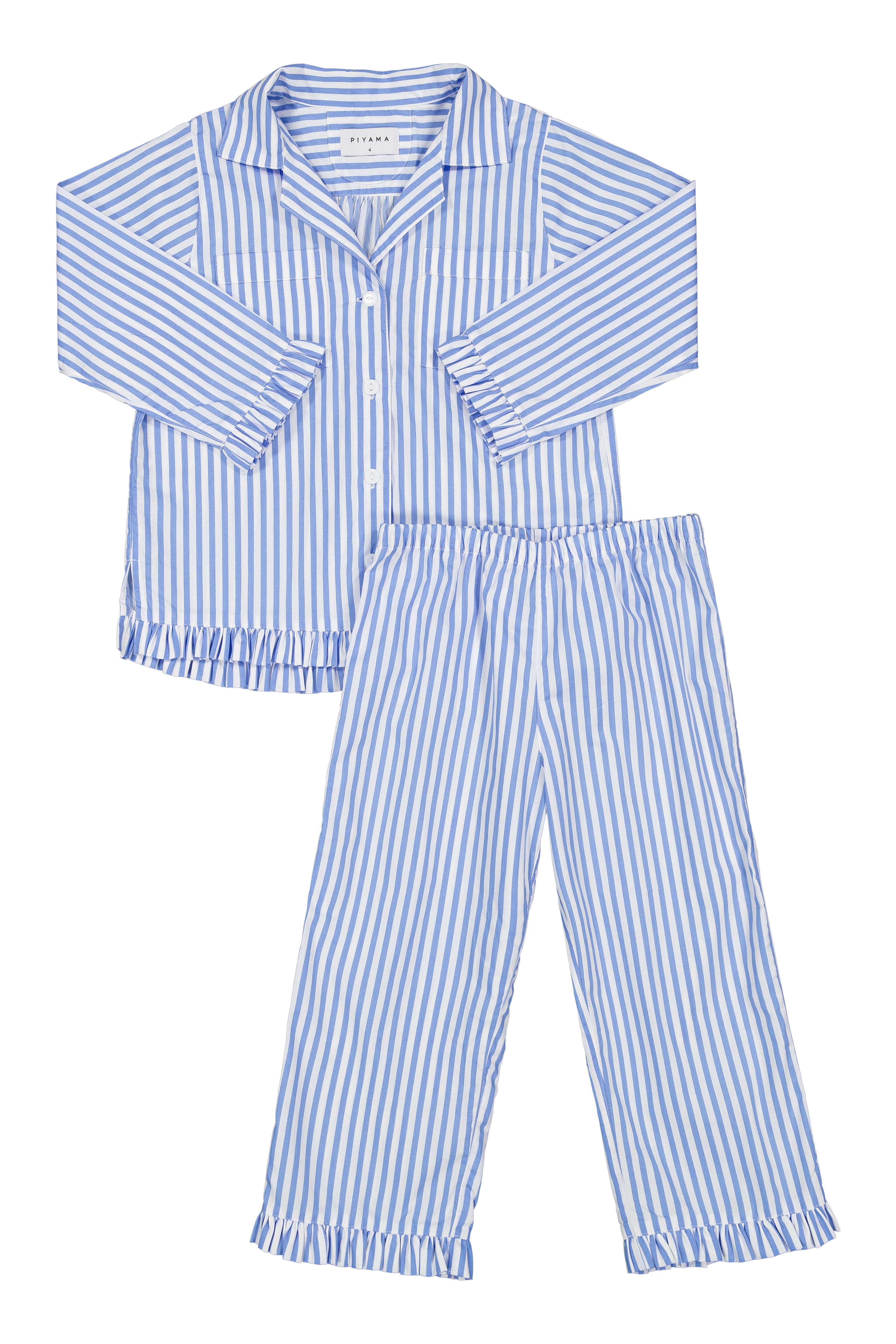 COMING SOON: Girls Felicity Frill Set - Long - Pinstripe Blue