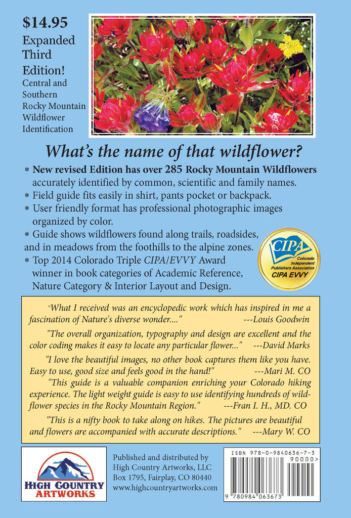 Rocky Mountain Wildflowers Field Guide New Expanded 2019 Third Edition 272 Pages 4 X 6 Free Shipping - 