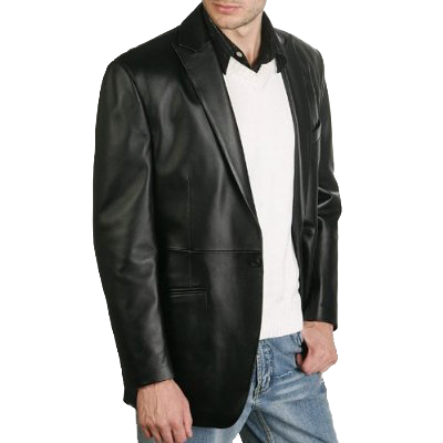 BGSD Men's One Button Lambskin Leather Blazer | FRANT