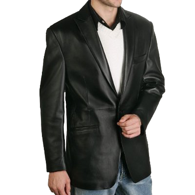 BGSD Men's One Button Lambskin Leather Blazer | FRANT