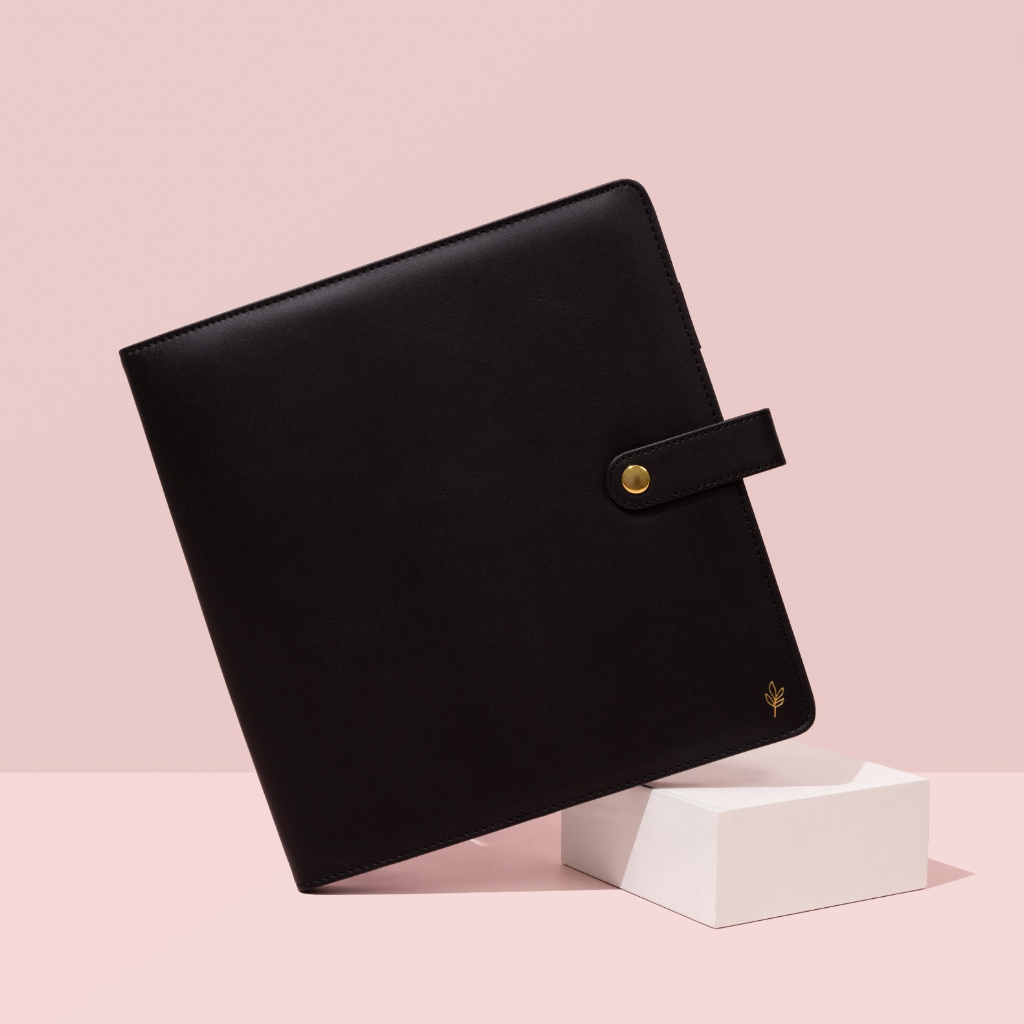 Black Leather Planner Cover (Signature, Daily + Classic)