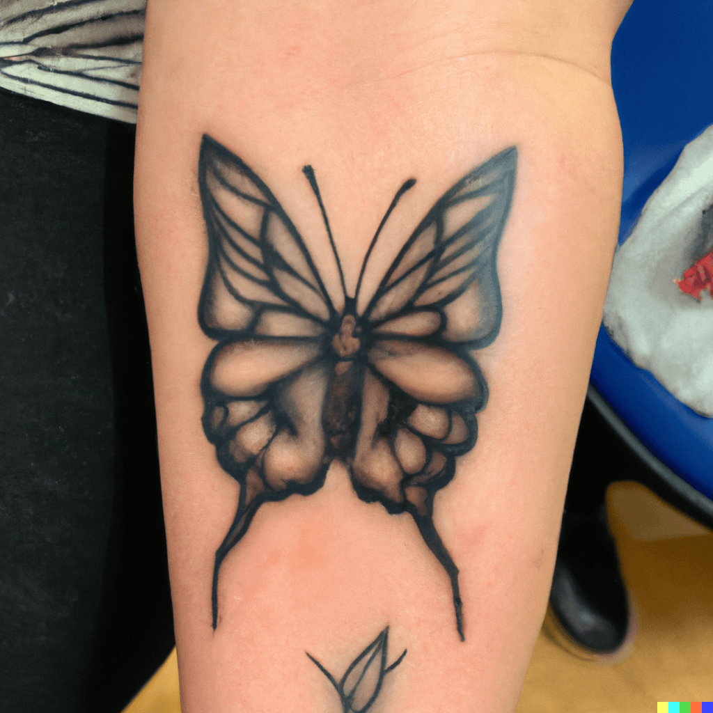butterfly arm tattoo on a woman