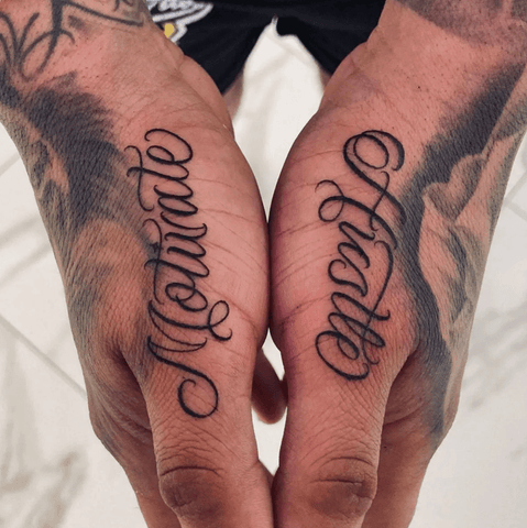 side of the hand tattoo