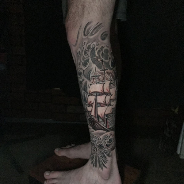 Psalm 23 with sunflowers full leg sleeve tattoo idea | TattoosAI
