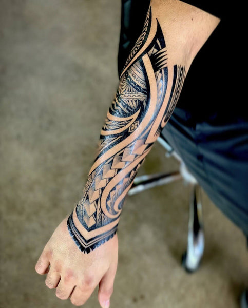 tribal blackwork forearm sleeve