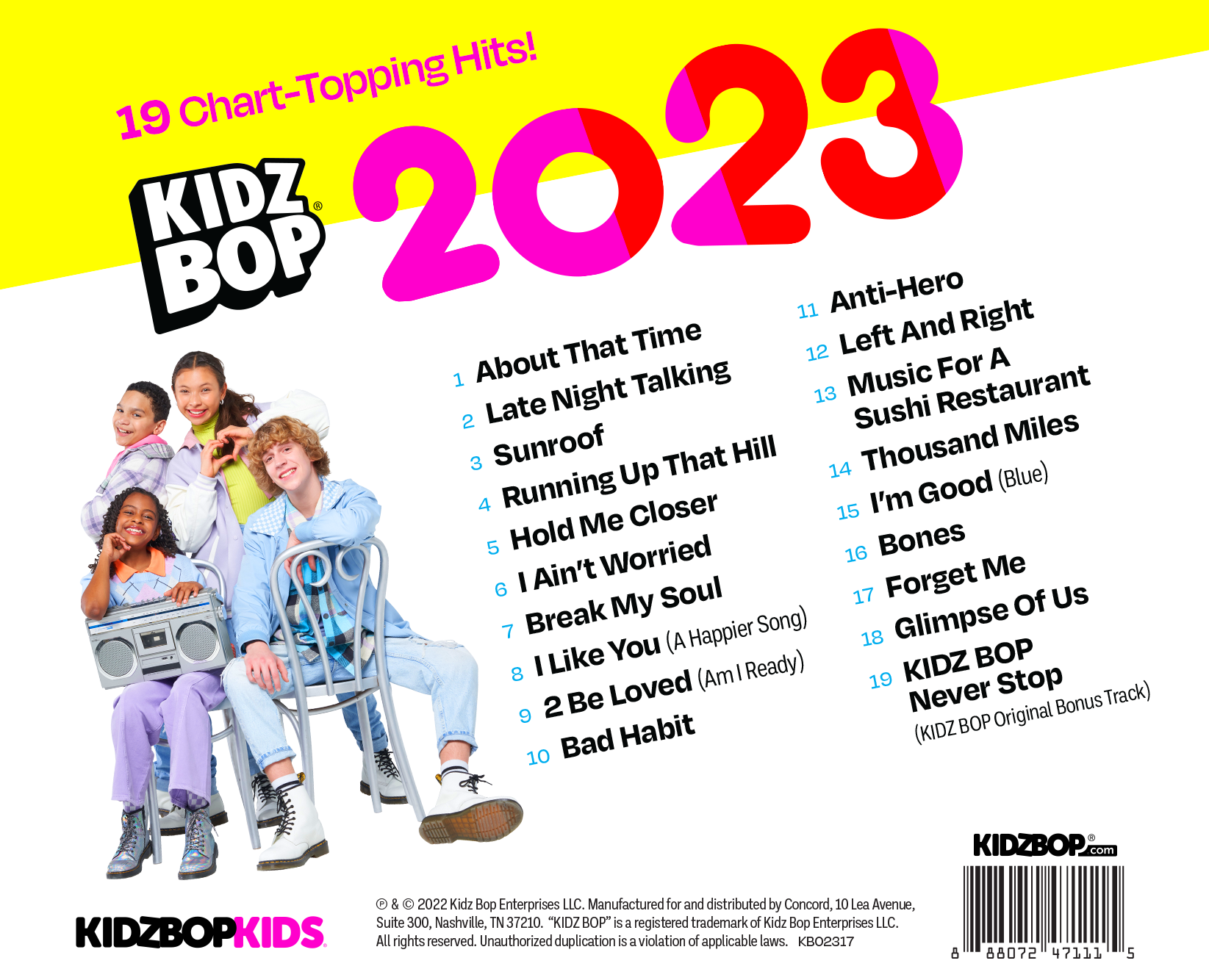 kidz bop tour playlist 2023