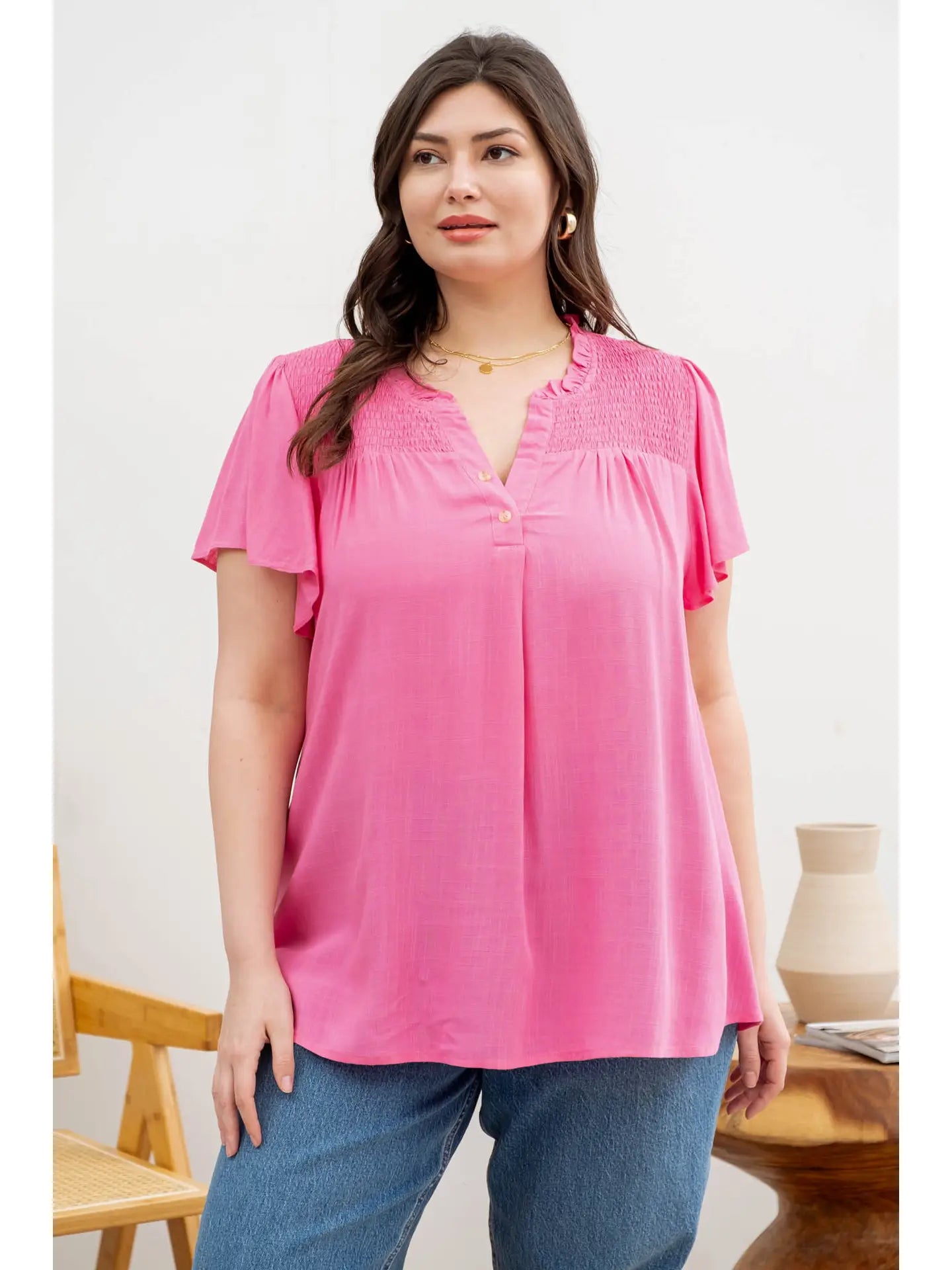 CURVY—  Pretty In Pink Top