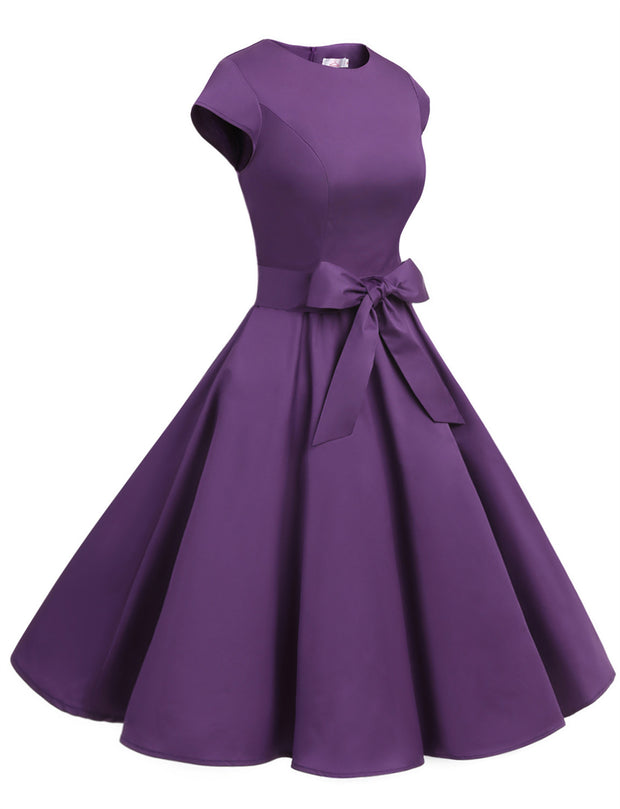 Purple 1950s Vintage Dress Cap Sleeve – Dressystar