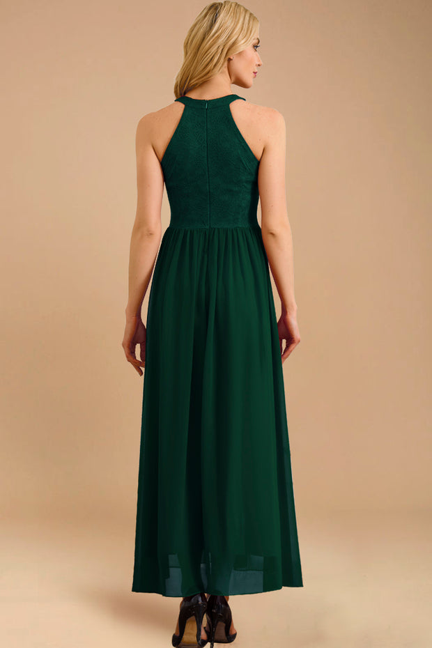 dark green halter dress