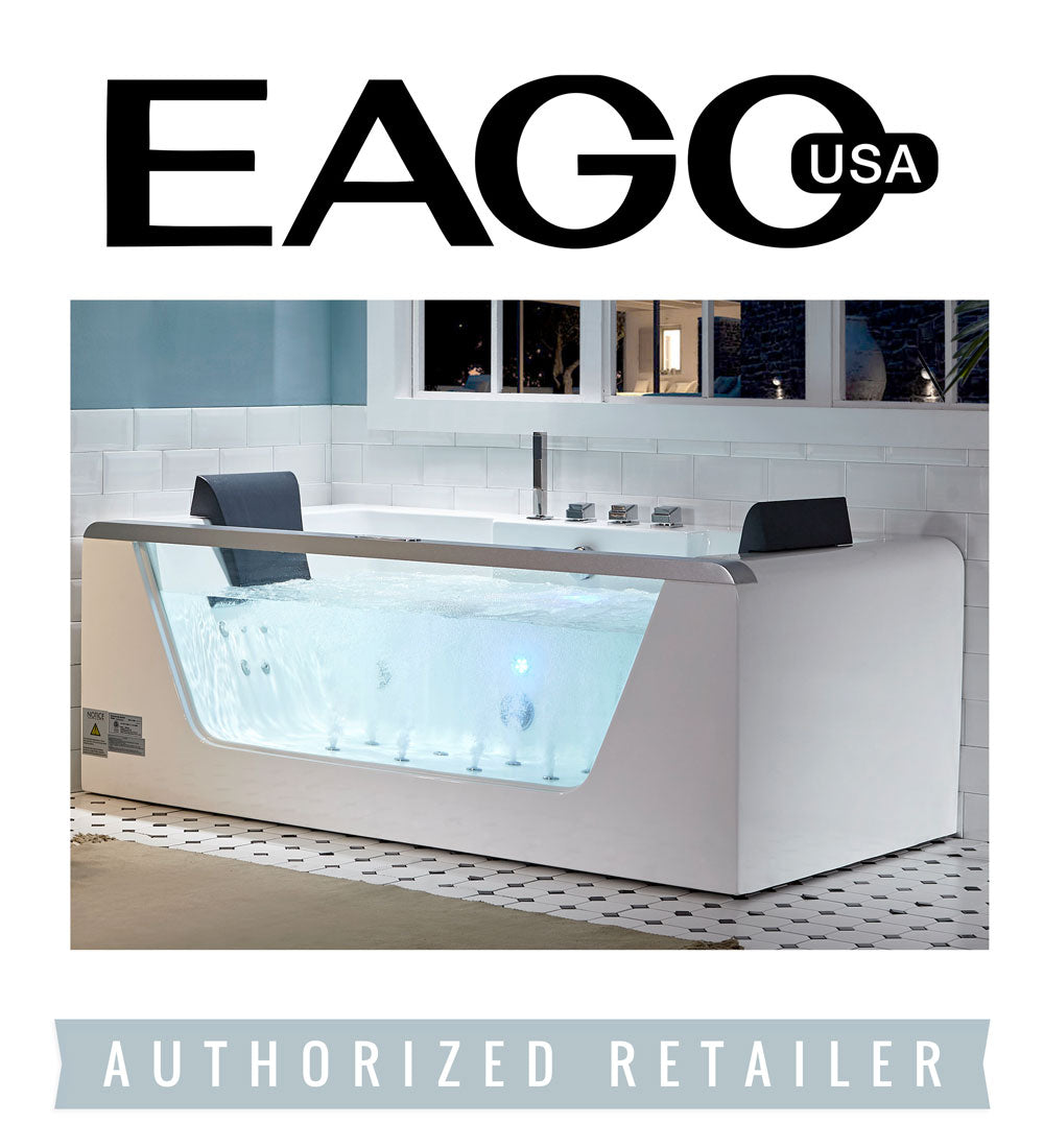 Eago AM196ETL 6 ft Clear Rectangular Acrylic Whirlpool Bathtub for Two
