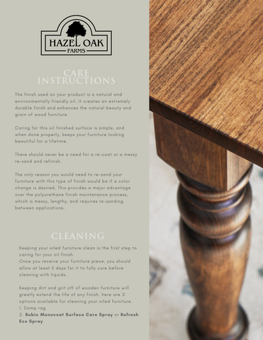 Hazel Oak Farms Wood Care Instructions