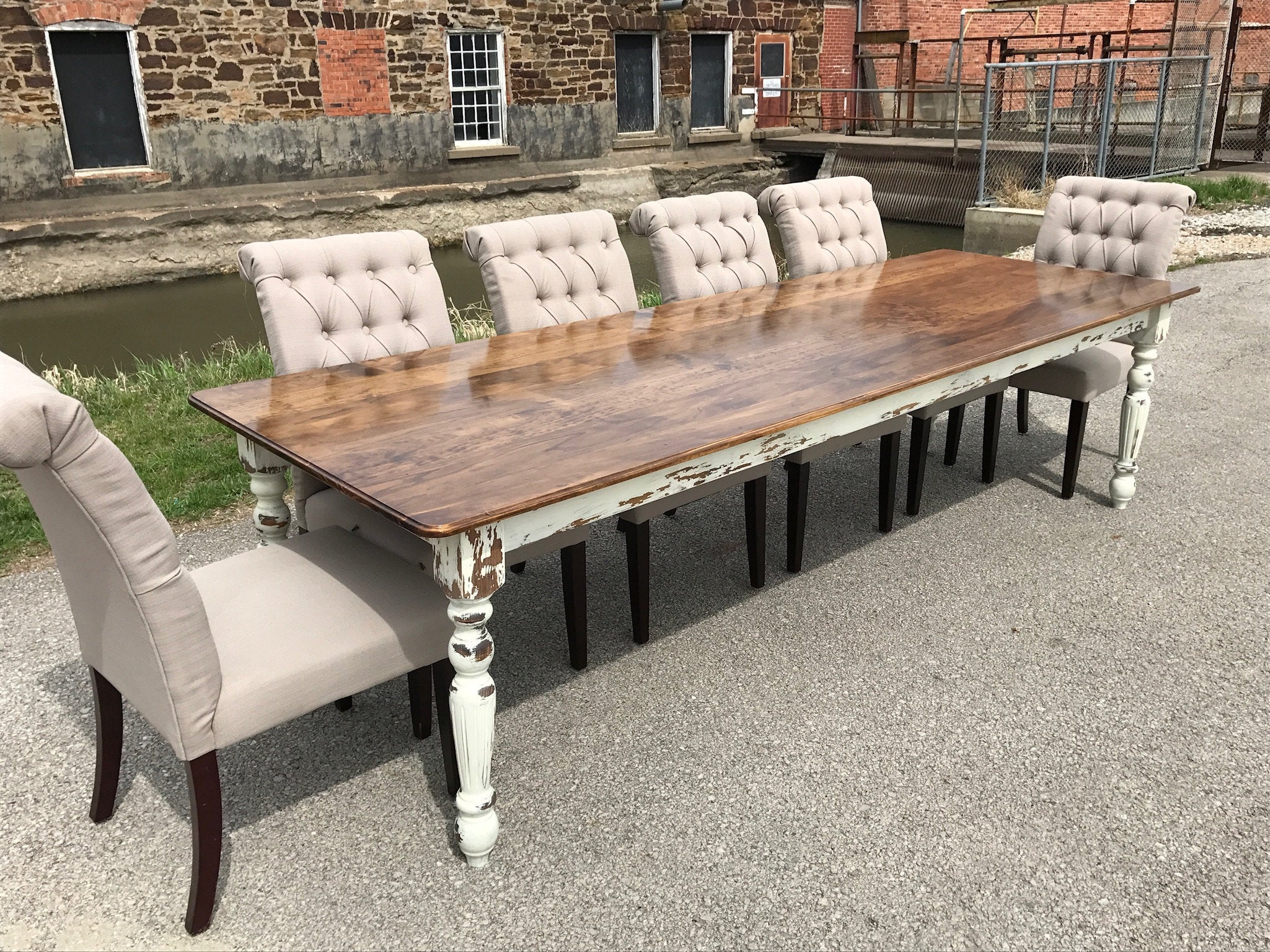 distressed oak dining room table
