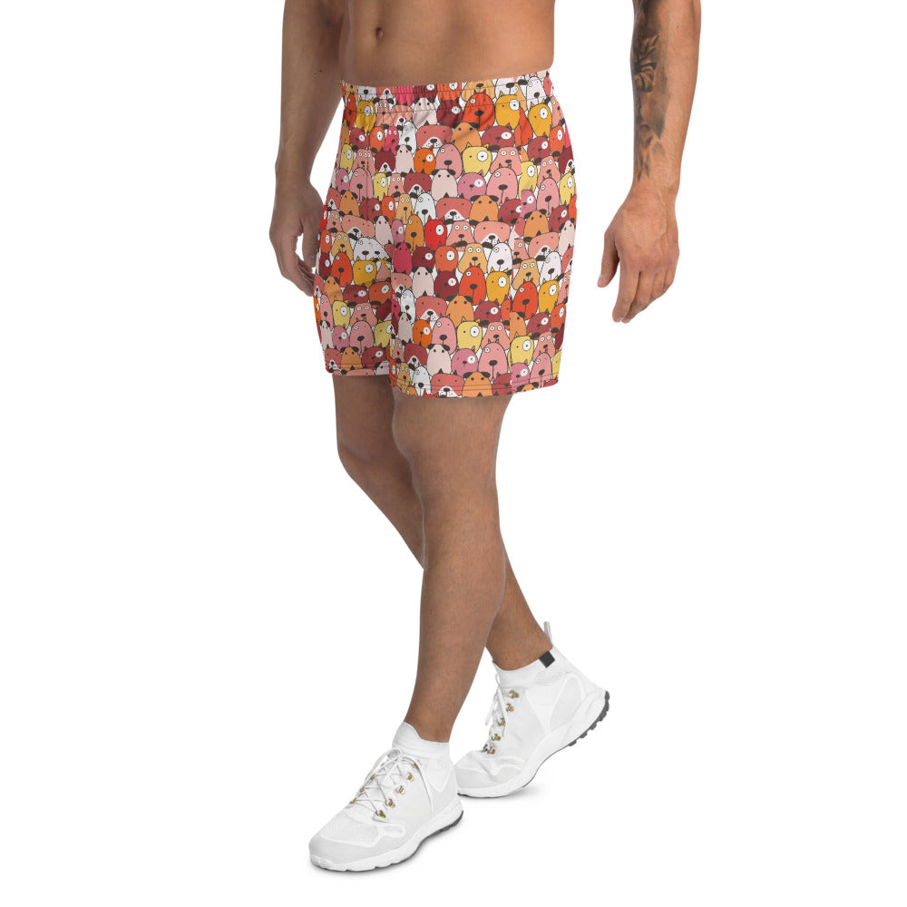 Red Funny Dogs on Athletic Mens Shorts For Dog Dads