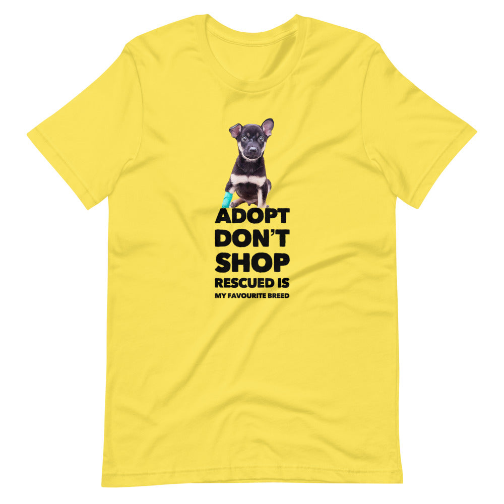 Adopt, Don't Shop, Short-Sleeve Unisex T-Shirt, Yellow