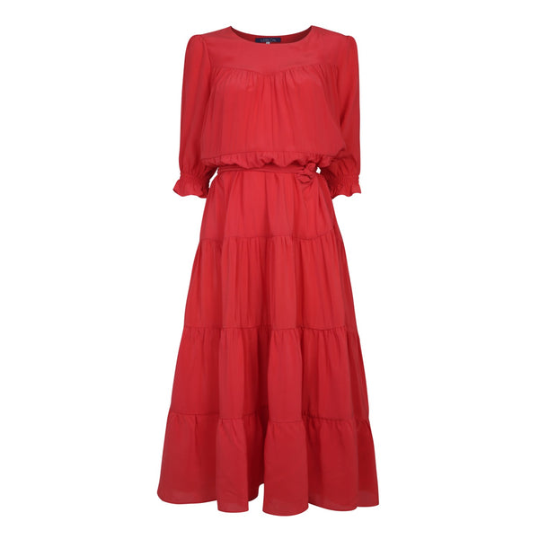 Pompeia Silk Dress - Red – Leblon London Ltd
