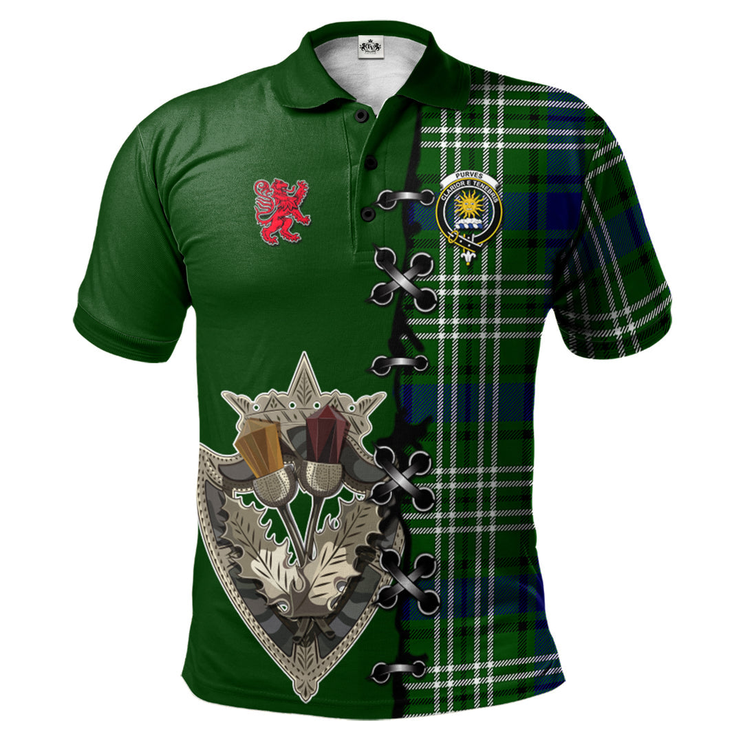Purves Tartan Polo Shirt - Lion Rampant And Celtic Thistle Style ...