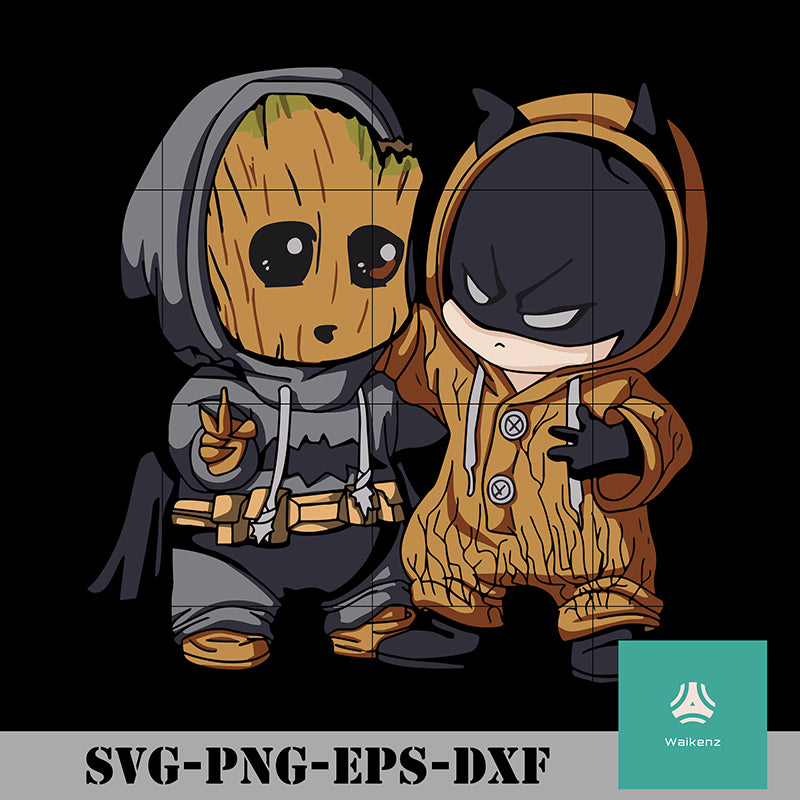 Download Chibi Batman And Baby Groot Svg Halloween Svg Png Dxf Eps Digital Waikenz