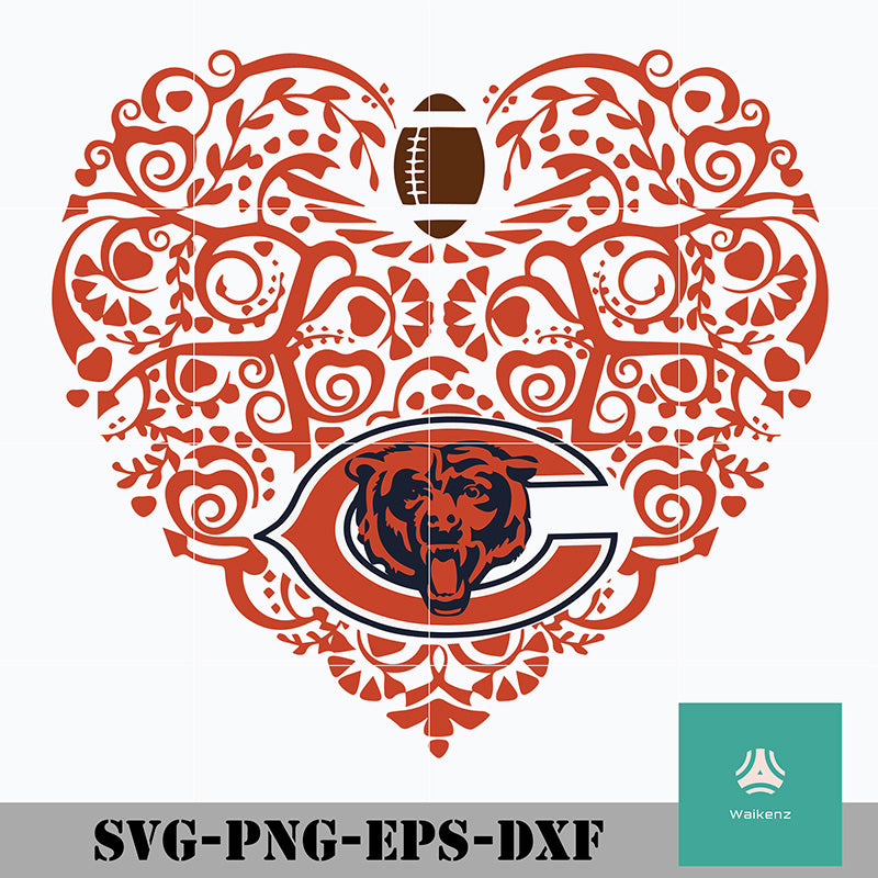 Bears Heart Logo Svg Bears Svg Chicago Bears Svg Bears Svg For Cut Waikenz