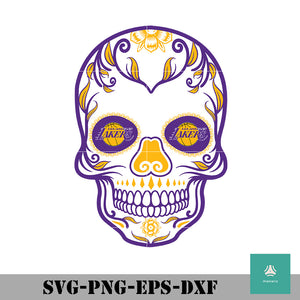 Los Angeles Lakers Logo Svg Lakers Sugar Skull Logo Svg Laker Logo S Waikenz