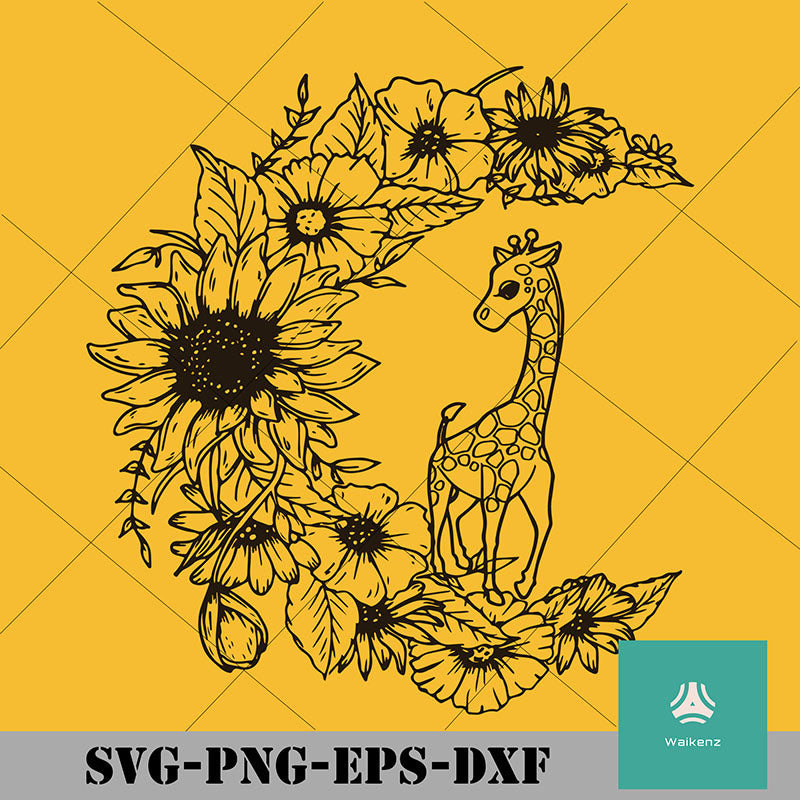 Download Giraffe Flower Moon Mother Day Svg Png Dxf Eps Digital File Waikenz