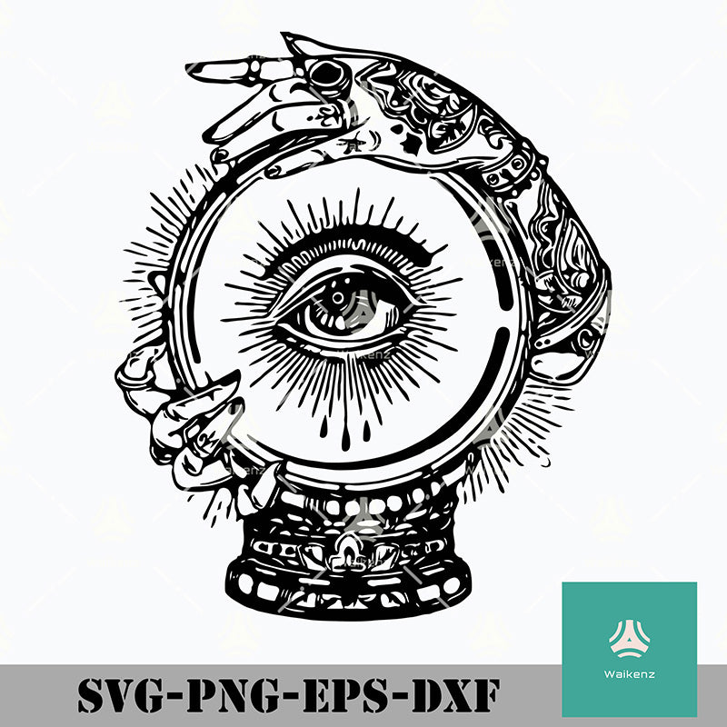 Download Crystal Ball Svg Witch Svg Seeing Eye Svg Halloween And Gothic Svg Waikenz