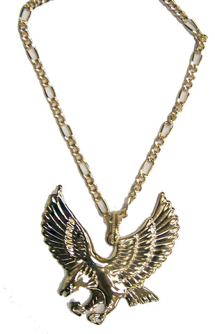 Jumbo Gold Eagle Pendant With Chain Necklace Sold By The Piece Or Dozen Closeout 1 Ea