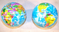 WORLD EARTH GLOBE 3 INCH EARTH BOUNCE / SQUEEZE BALLS ( sold by the dozen )