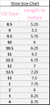 Ladies Shoes Chart Size