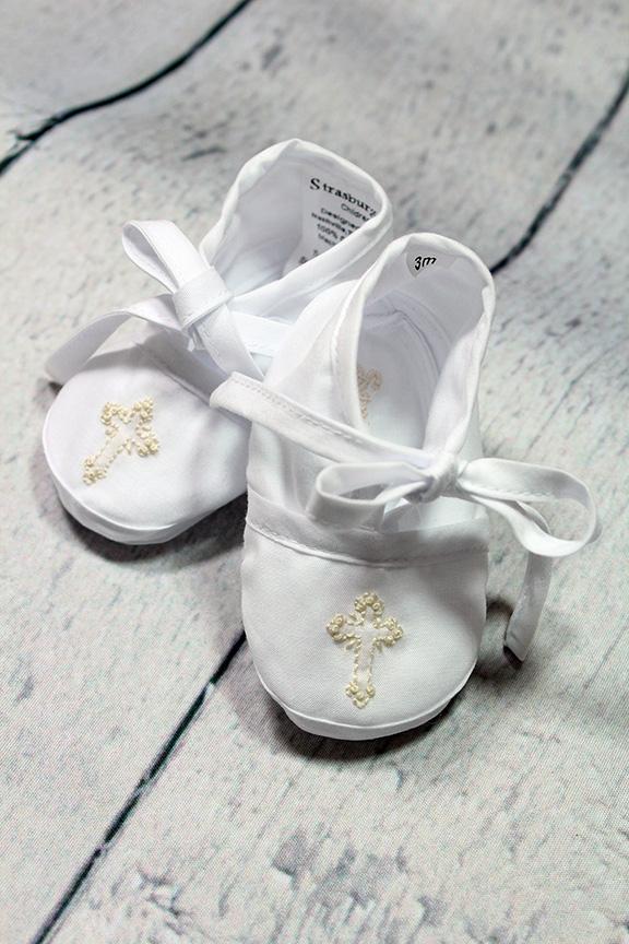 white christening booties