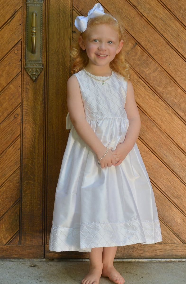 white silk party dress