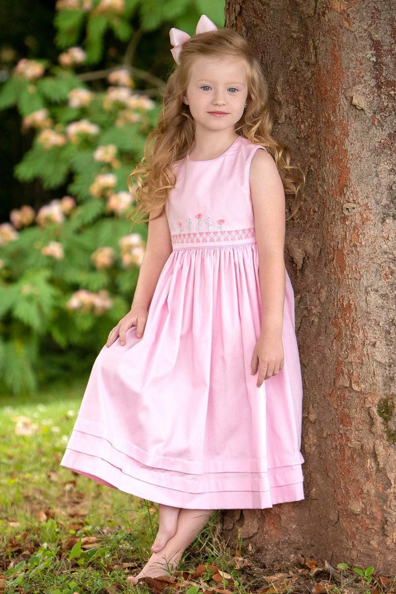Pink dress for girls Floral Ribbon Embroidery on Handmade Heirloom ...