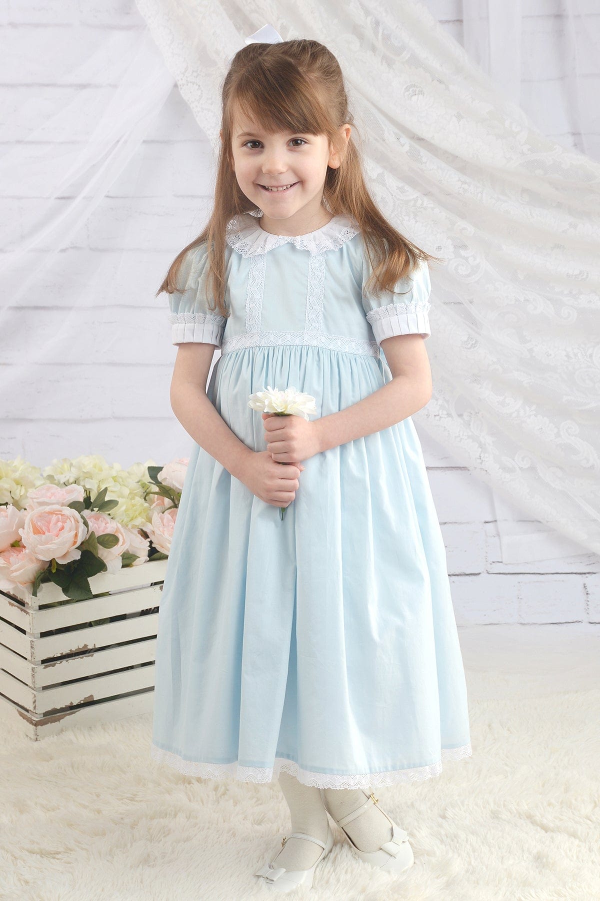 Blue Heirloom dress for girls, classic Girls dresses – Strasburg Children