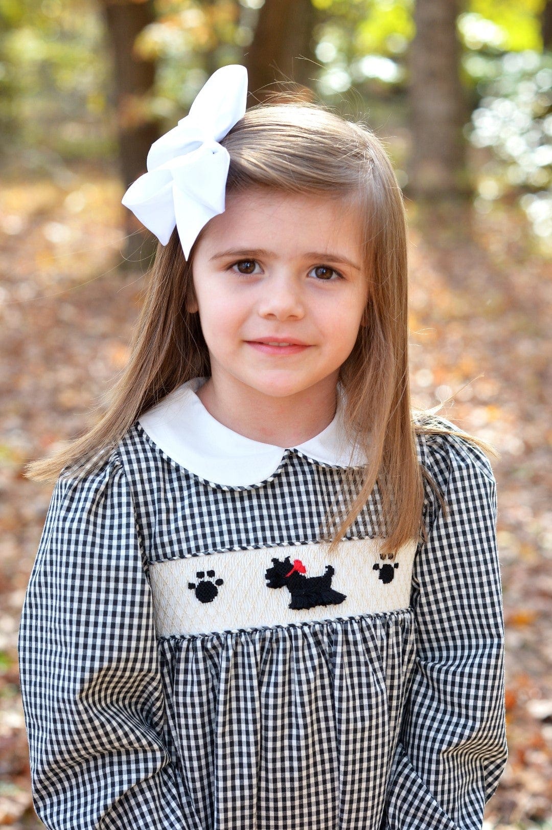 Scottie Dress little girl long sleeve Easter dress with dog black white