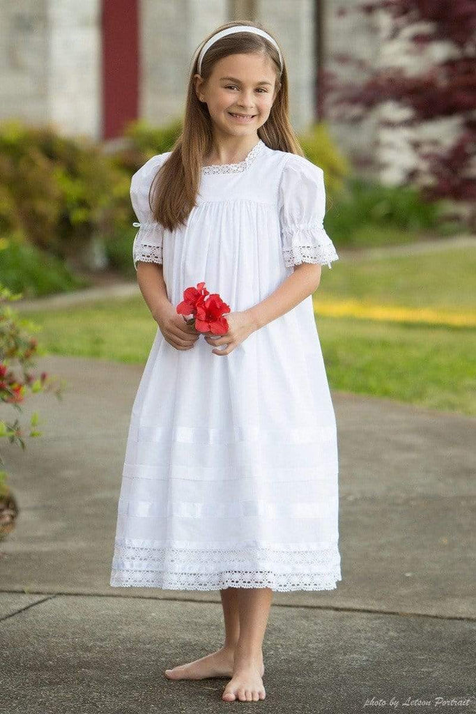 Daisy white flower dress for toddler girls dresses, birthday portrait,  baptism, bishop – Strasburg Children